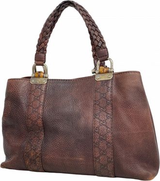 Gucci Brown Leather Tote Bag (Pre-Owned)