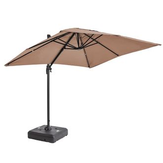 Oviala Parasol desplazado de 2x3 m y base con ruedas de aluminio topo