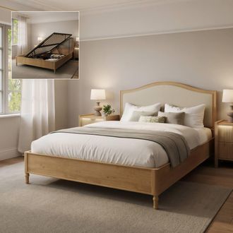 X Rocker Emy French Style Wooden Shadow Ottoman Bed - Natural - Oak | Size: King