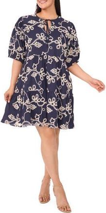CeCe by Cynthia Steffe Embroidered Tiered Cotton Babydoll Dress in Night Shade at Nordstrom Rack, Size 2X
