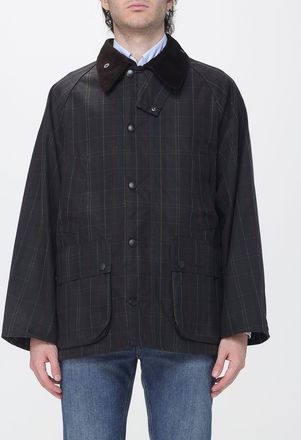 Barbour Bedale Waxed Cotton Jacket with Velvet Collar and Tartan Pattern