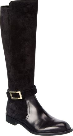 Roger Vivier Suede & Leather Knee-High Boot