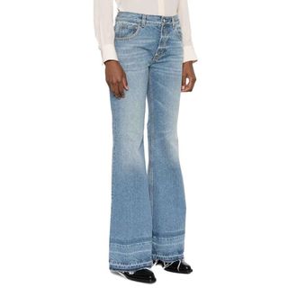 Chlo&eacute; Womens Blue Cotton Bootcut Jeans Clothing
