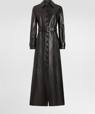 Dolce & Gabbana Single-breasted Leather Coat - Woman Coats And Jackets Black 38