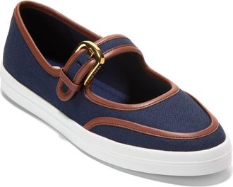 Cole Haan Nantucket Drift Mary Jane Flat in Midnight Moon Canvas/Dk Cuoio at Nordstrom Rack, Size 8.5