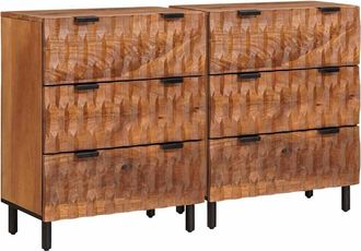 vidaXL Aparador 2 Uds. 60 X 33 X 75 Cm Madera De Mango Maciza Vidaxl