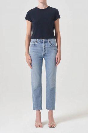 A Gold E Riley Crop High Rise Straight Jeans In Hassle