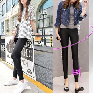 Trade Shop Trade Shop - 3x Leggings Mod.kz-156 Da Donna Comodi Eleganti Leggermente Lucidi Colore Nero