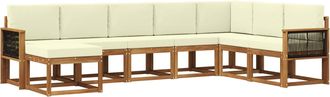 vidaXL Conjunto De Sof&aacute;s De Exterior 8 Uds. Natural Y Crema Vidaxl
