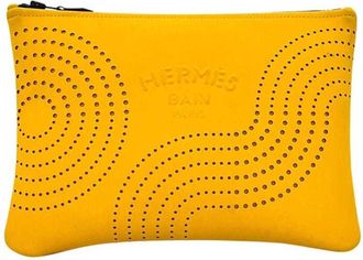 Herm&egrave;s Yellow Polyester Pouch (Pre-Owned)