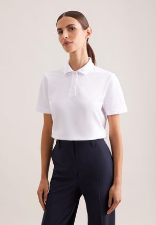 Seidensticker Poloshirt SEIDENSTICKER Schwarze Rose, Damen, Gr. XL, weiss (wei&szlig;), 100% Baumwolle, unifarben, regular fit, Shirts Poloshirt, Polo Uni