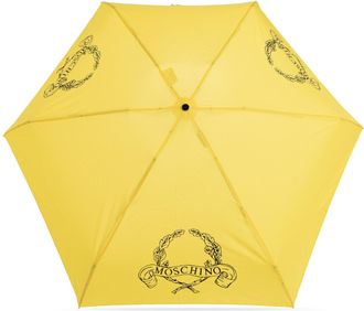 Moschino Small Foldable Umbrella With Logo, Unisex, Yellow