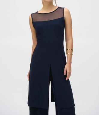 Joseph Ribkoff Silky Knit And Mesh Tunic In Midnight Blue