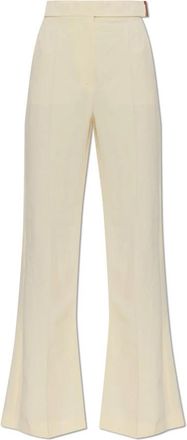 Sportmax Piacere Broeken - Dames - Wijde Broeken - Geel - XS - Leer - Broeken