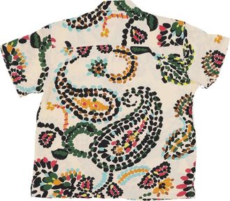 Obey Paisley Dots Geweven Shirt Wit Rook - Heren - Korte mouwen Overhemden - Veelkleurig - XL - Overhemden