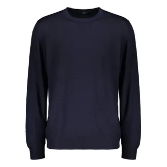 Fedeli Round-neck Knitwear, male, Blue, Size: 2XL Long-sleeved Sweater