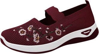 Generic Slip On Trainers Women Wide Fit Ladies Breathable Mesh Walking Running Shoes Comfortable Arch Support Soft Sole Athletic Tennis Sneakers Non Slip Low 