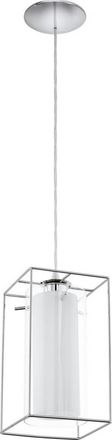 Eglo L&aacute;mpara Colgante Eglo Loncino 1 60w Forma C&uacute;bica 110&times;15 Cm. Sal&oacute;n Y Comedor. Estilo Moderno, Dise&ntilde;o Y Cool. Acero, Vidrio Y Vidrio Satinado. Color Bla