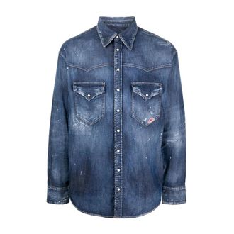Dsquared2 Denim Overhemd met Borstzakken - Heren - Spijkeroverhemden - Blauw - L - Denim - Overhemden