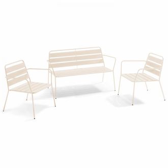 Oviala Conjunto de muebles de jard&iacute;n de metal marfil de 4 plazas