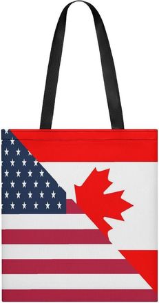 Generic U.S. And Canada Flag Womens Tote Casual Shopping Bag Lightweight Shoulder Bags Hobos Handbag for Work Travel Daily 35x40cm