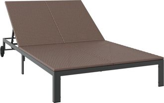 vidaXL Sunbed 2-person Brown 60 x 200 x 27cm Poly Rattan vidaXL