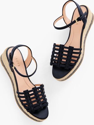 Talbots Pamela Woven Nappa Wedge Sandals - Blue - 10 1/2 M Talbots