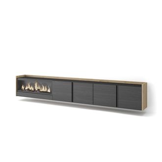 Skraut Home Skraut Home - Mueble Tv, Televisi&oacute;n, Muebles De Sal&oacute;n, Almacenaje, 315x35x50cm, Para Tv Hasta 80, Chimenea El&eacute;ctrica Xxl, Colgado, Suspendido, Estilo 