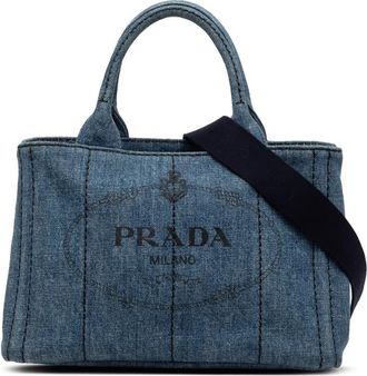 Prada Pre-owned Prada Small Denim Canapa Logo Tote Ladies EK917DV1365Q06A3