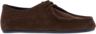 Jil Sander Womens Hood Lace Up Lace-Up Flat Brown Suede