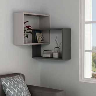 Dmora Estanter&iacute;a Fiandra, 3 Estantes, Estructura Negra, Tono Antracita, 68x60x68h Cm Beige