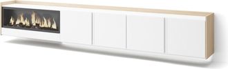 Skraut Home Skraut Home - Mueble Tv, Televisi&oacute;n, Muebles De Sal&oacute;n, Almacenaje, 315x35x50cm, Para Tv Hasta 80, Chimenea El&eacute;ctrica Xxl, Colgado, Suspendido, Led, Es