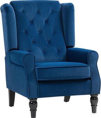 HOMCOM Accent Armchair Home Furniture Retro Tufted Club Fabric - Blue | TJ Hughes