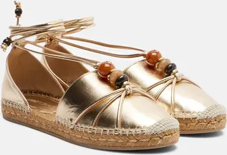 Jimmy Choo London Alpargatas Lemi de piel metalizada adornadas