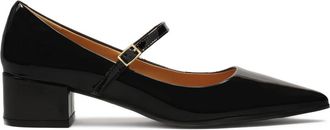 Kazar Gelakte sandalen met lage hak. Dit product valt klein uit. - Dames - Pumps - Zwart - 39 EU - Leer - Schoenen