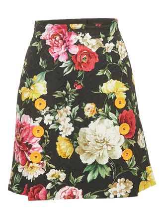 Dolce & Gabbana XS jacquard floral mini skirt - Black