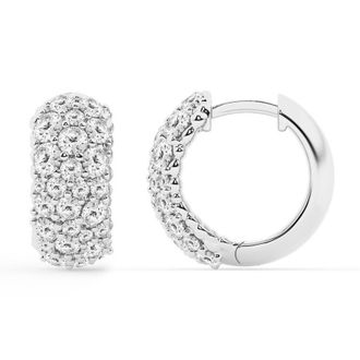 Grown Brilliance 2 Carat Round Lab Grown Cluster Diamond Hoop Earrings in Sterling Silver, Color G-H, Clarity SI2-I1