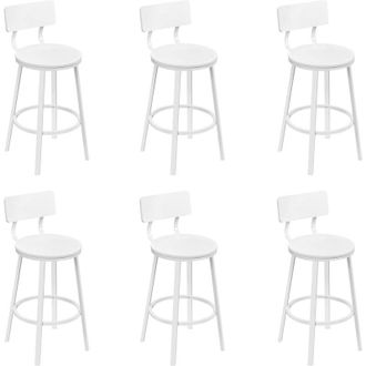 Woltu Set di 2 Sgabelli da Bar con Schienale in Stile Industriale Vintage con Poggiapiedi Forma Rotonda, Effetto legno chiaro - Woltu