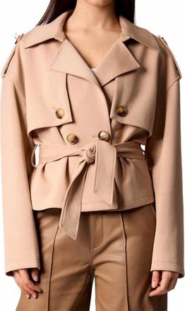 Blue Revival Charli Cropped Scuba Trench Top In Camrl