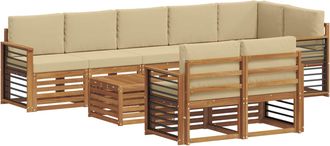 vidaXL Conjunto De Sof&aacute;s De Exterior 9 Uds. Natural Y Beige Poli&eacute;ster Vidaxl