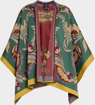 Etro Hooded Paisley Wool-Blend Cape