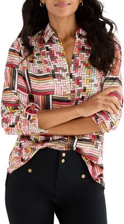 Nic+Zoe Colorweave Button-Front Shirt in Pink Multi at Nordstrom, Size Petite P