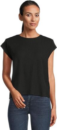 Eileen Fisher Round Neck Top Womens Clothing Black : LG, Linen