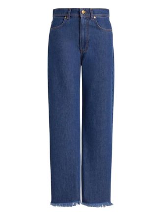 Alberta Ferretti fringed-hem jeans - Blue