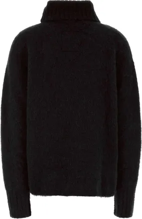 Uma Wang Womens Black Stretch Alpaca Blend Sweater Maglie