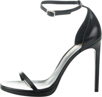 Saint Laurent Jane 105 Black Leather Sandals Size 37.5