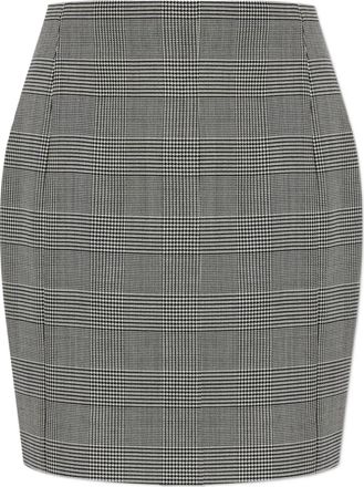Balmain checked mini skirt - women - Wool/Polyamide/Elastane - 38 - Grey