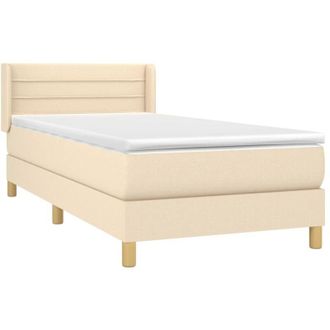vidaXL Cama Box Spring Con Colch&oacute;n Tela Color Crema 80x200 Cm Vidaxl