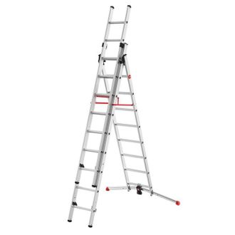 Hailo 9309-507-escalera Aluminio Combinada 3 Tramos Con Estabilizador Curvo Profilot Combi (2x9 + 1x8 Pelda&ntilde;os) - Hailo