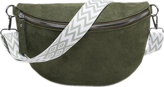 Generic Women Faux Suede Chest Bag Wide Patterned Strap Bum Bag Solid Color Shoulder Bag Sling Bag for Work Travel (Green)